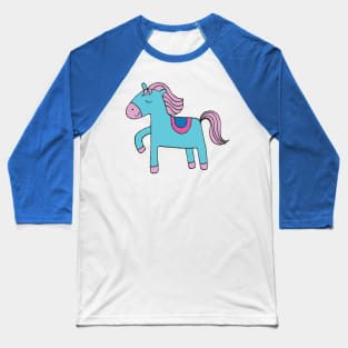 Happy Pony - sky blue and pink by Cecca Designs Baseball T-Shirt